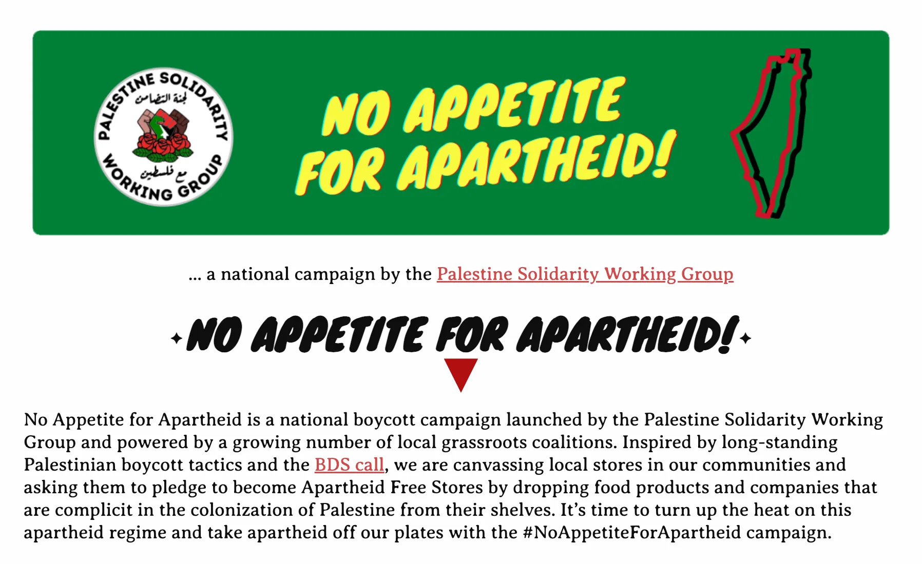 No Appetite for Apartheid!